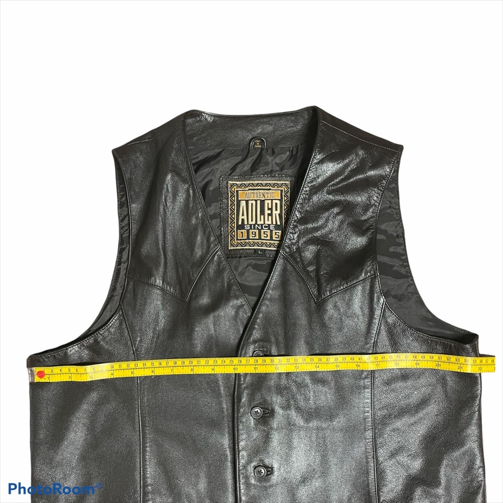 Adler Vintage leather button moto vest brown L - Picture 14 of 16